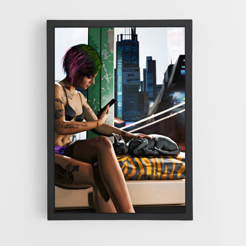 Poster Judy en Pause – affiche Cyberpunk (vue 2)
